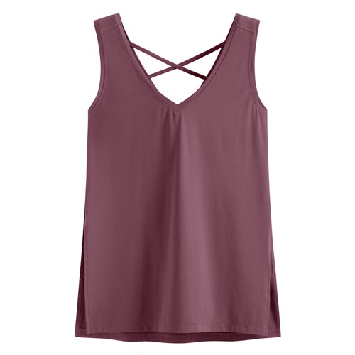 運動美背大V領長版背心-女