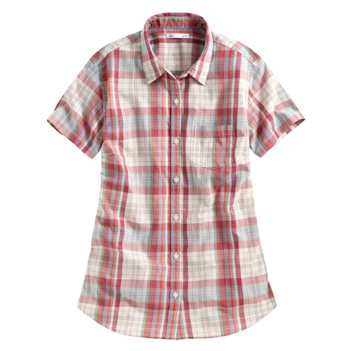 格紋短袖襯衫-女
