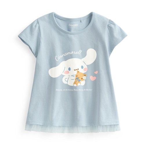 三麗鷗網紗拼接印花T恤-04-童