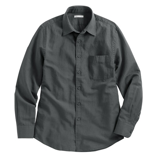 棉麻長袖襯衫-男