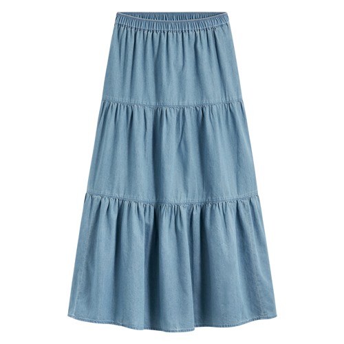 軟牛仔蛋糕長裙-女