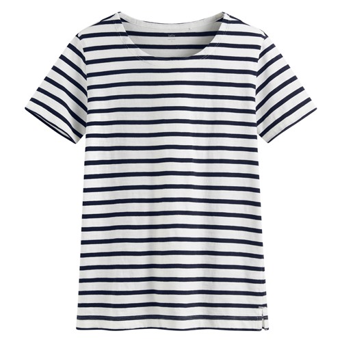 竹節棉條紋短袖T恤-女