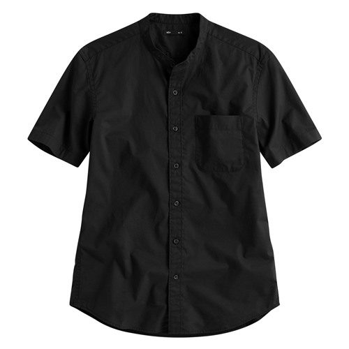 柔棉立領短袖襯衫-男