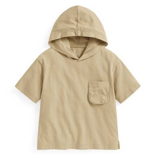 純棉寬版口袋連帽上衣-童