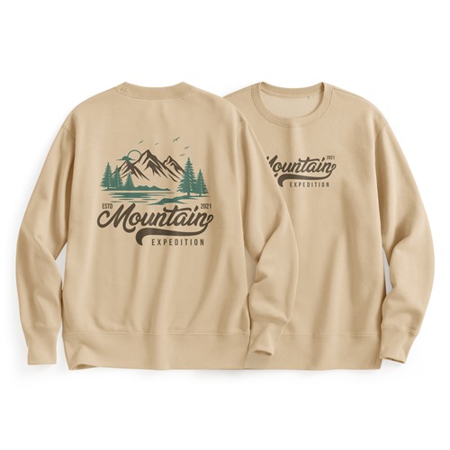 戶外探索刷毛印花圓領衫-01-男