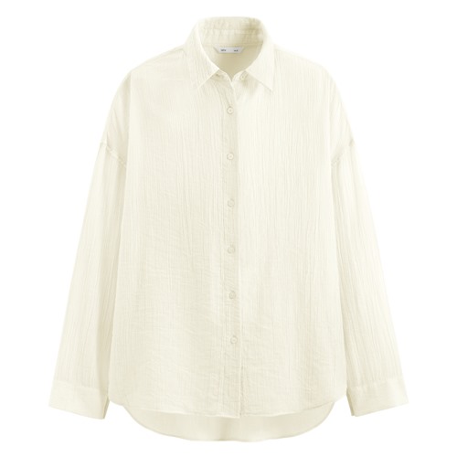 細褶紋理寬版襯衫-女