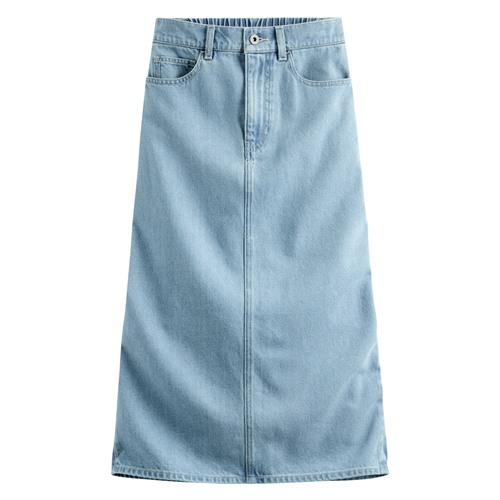 垂墜感牛仔長裙-女