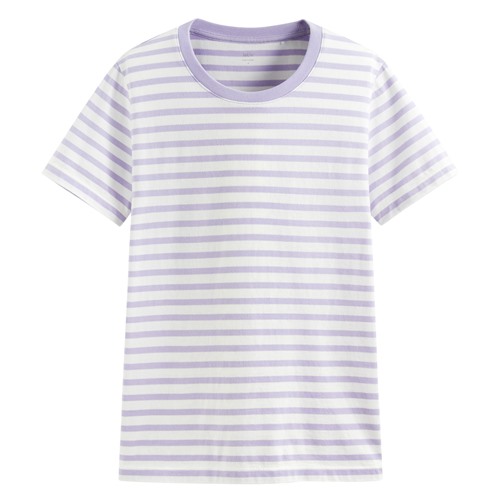 純棉條紋圓領T恤-女