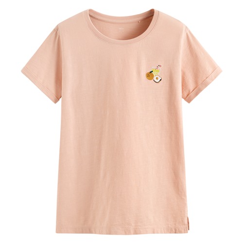 竹節棉食物電繡T恤-女