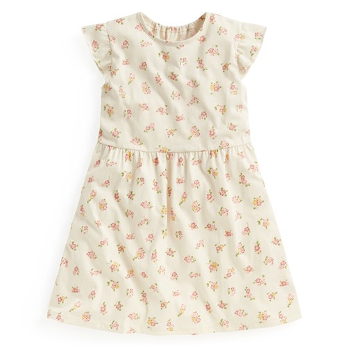 竹節棉荷葉袖花卉洋裝-童