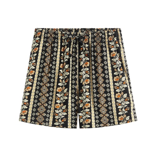 嫘縈圖騰花卉印花短褲-女
