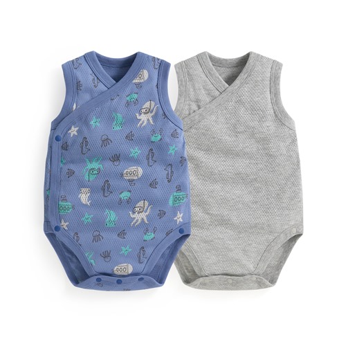 純棉網眼無袖印花包臀衣(2入)-Baby