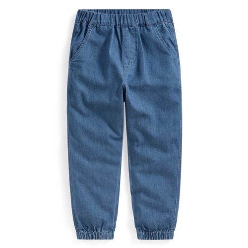 軟牛仔純棉九分束口褲-童