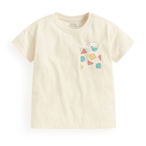 蠟筆小新竹節棉口袋印花T恤-童