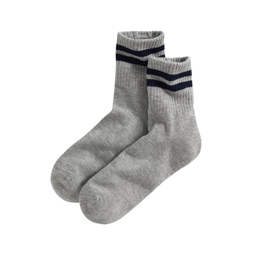 毛圈羅紋配條中筒襪-男