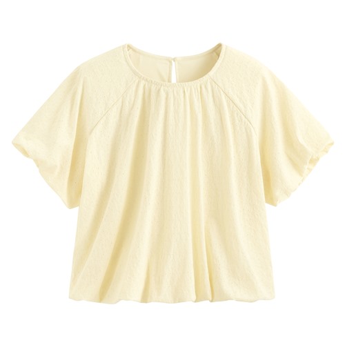 棉質花瓣蕾絲澎袖上衣-女