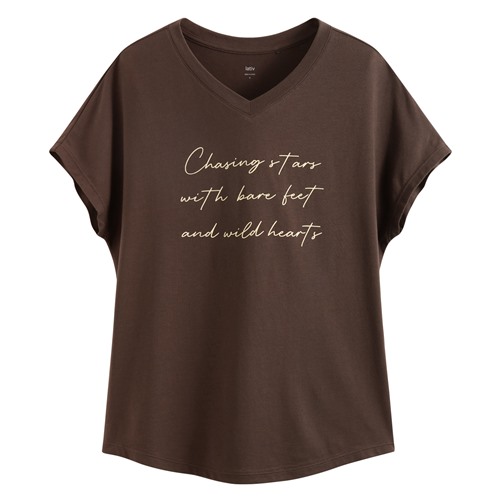 莫代爾V領文字上衣-01-女