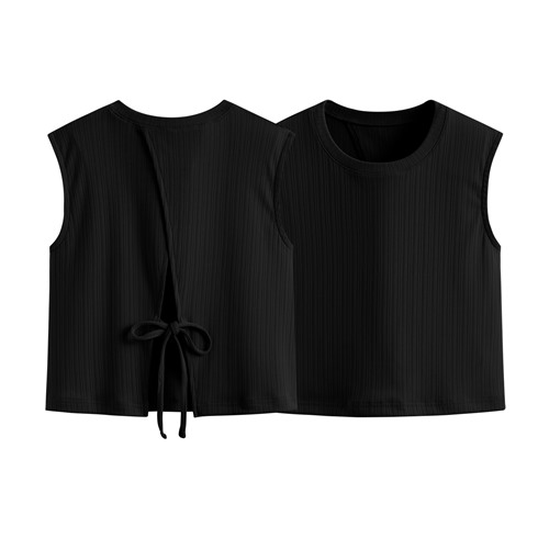 羅紋開衩無袖上衣-女