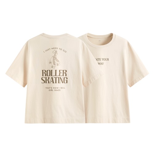 純棉寬版印花T恤-女