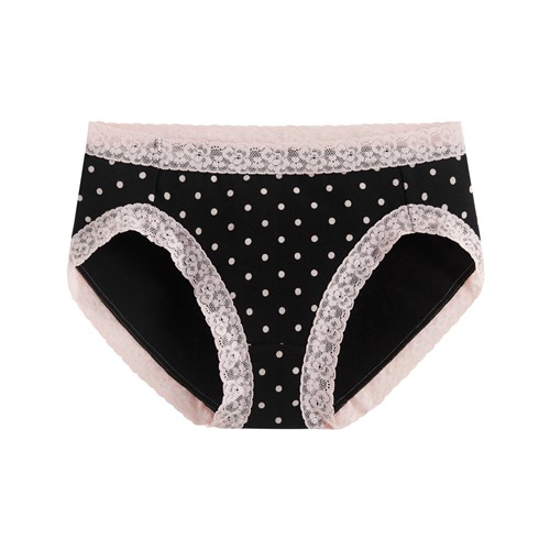 棉質蕾絲點點中腰內褲-女