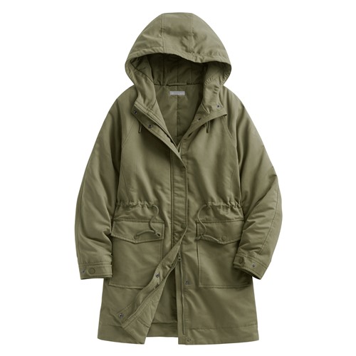 鋪棉連帽長版外套-女