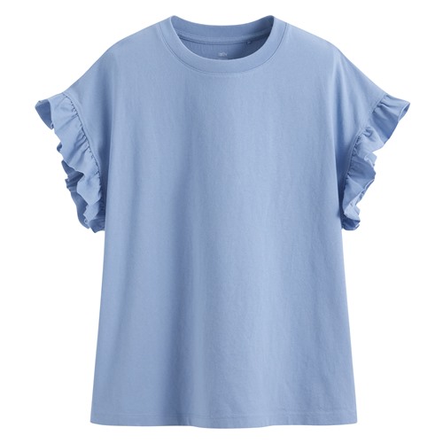 純棉粗紡荷葉袖上衣-女