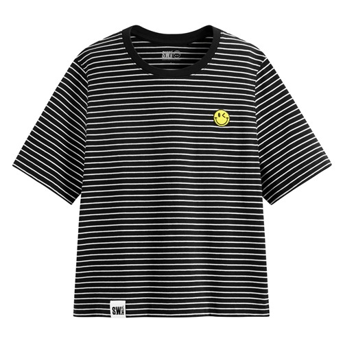 S.W.SMILEY®純棉寬版電繡T恤-女