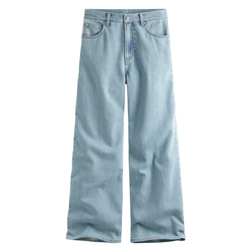 垂墜感牛仔寬褲-女