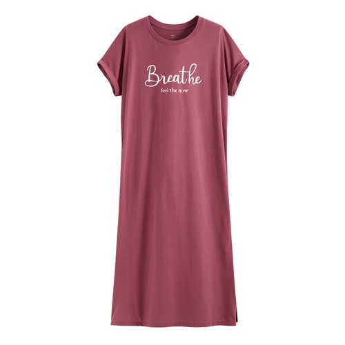 莫代爾連袖文字長洋裝-女