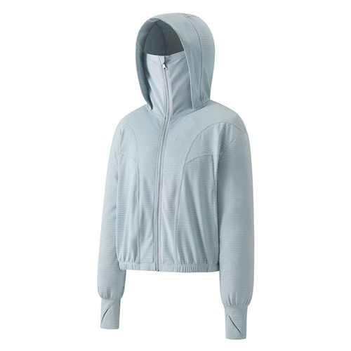 涼感抗UV機能寬短版連帽外套-女