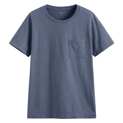 竹節棉口袋短袖T恤-女