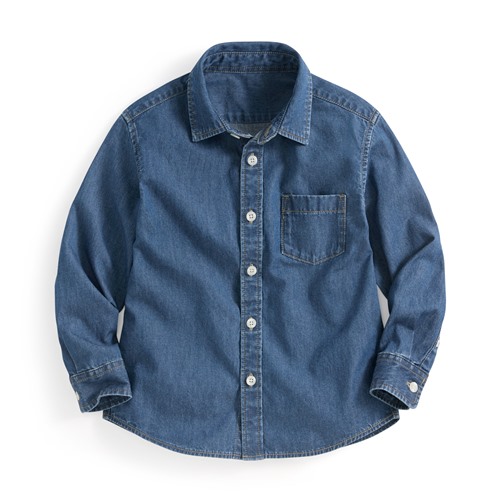 輕型牛仔長袖襯衫-童