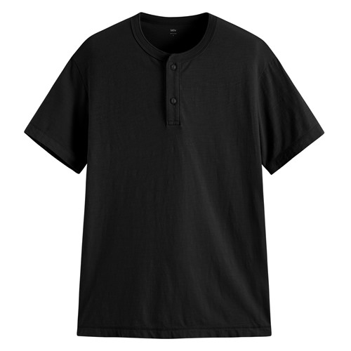 竹節棉亨利領T恤-男