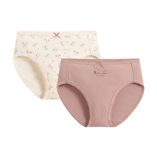 史努比系列棉質中腰內褲(2入)-女