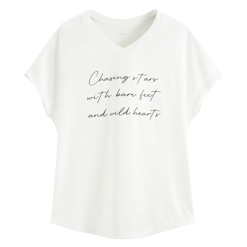 莫代爾V領文字上衣-01-女