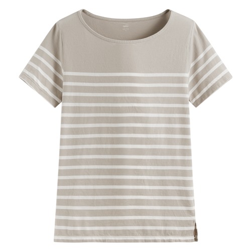 純棉船領條紋短袖T恤-女