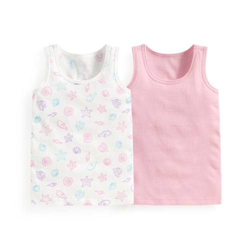 純棉網眼印花背心(2入)-Baby