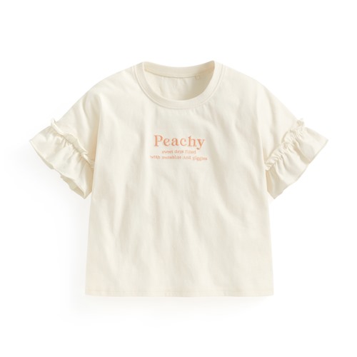 荷葉袖文字電繡上衣-童