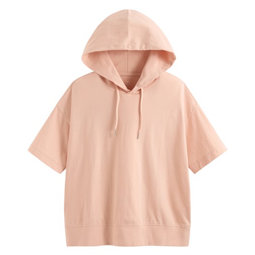 純棉厚寬版連帽上衣-女