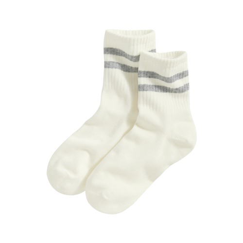 羅紋配條中筒襪-女