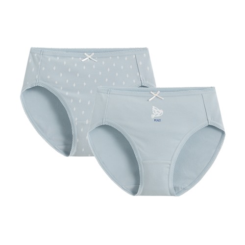 棉質印花中腰內褲(2入)-女