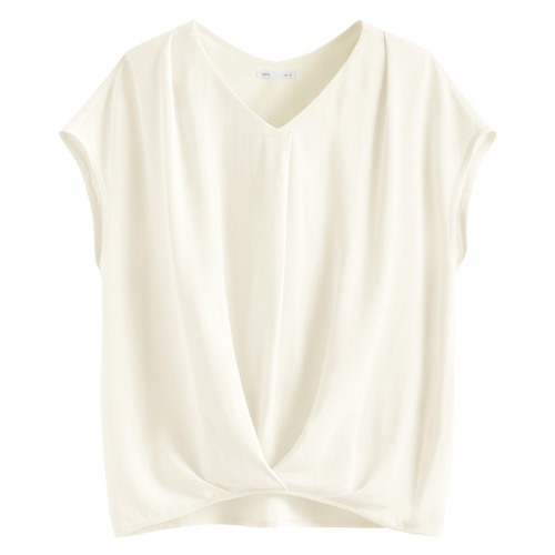 輕柔連袖寬版抓皺上衣-女