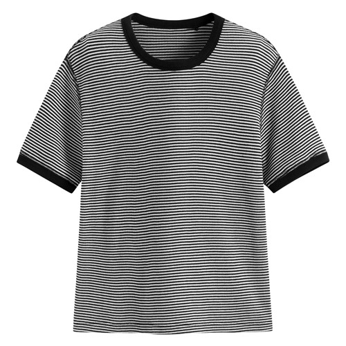 華夫格條紋短袖T恤-女