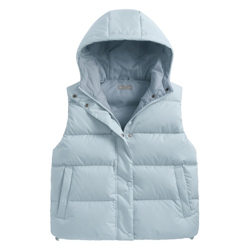 極暖羽絨寬鬆連帽背心-女