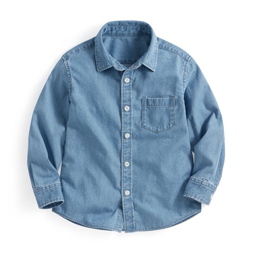輕型牛仔長袖襯衫-童