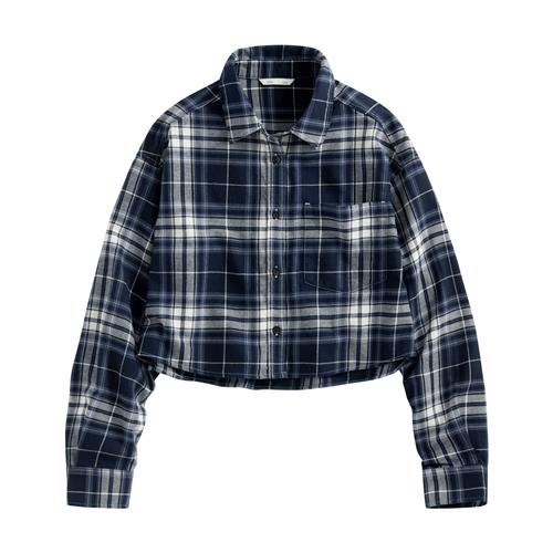 法蘭絨短版襯衫-女