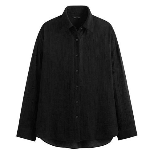 細褶紋理寬版襯衫-女