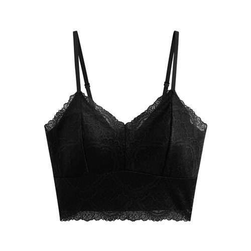Bra蕾絲V領無痕細肩帶背心-女