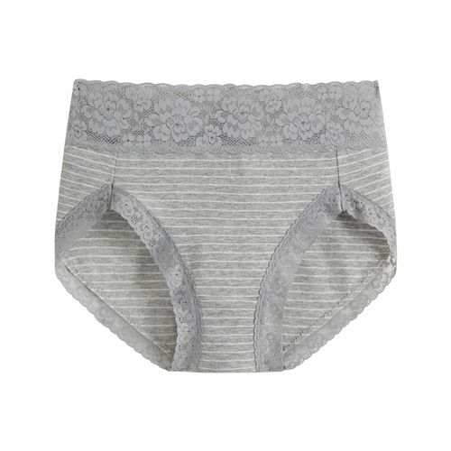 棉質蕾絲條紋高腰內褲-女