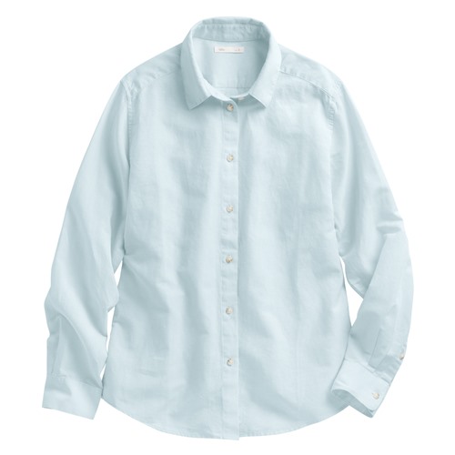 棉麻長袖襯衫-女